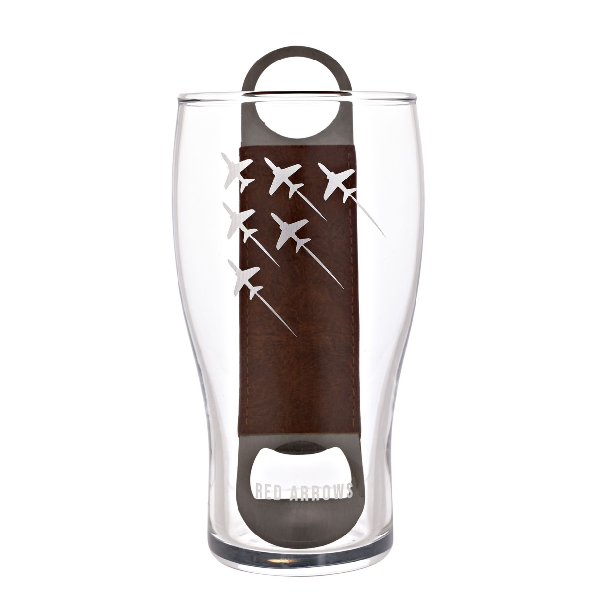RAF Etched Pint Glass & Bottle Opener Set - Red Arrows