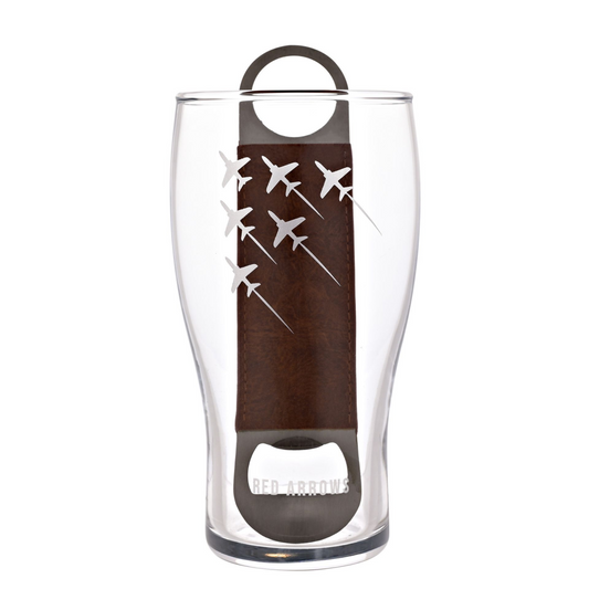 RAF Etched Pint Glass & Bottle Opener Set - Red Arrows