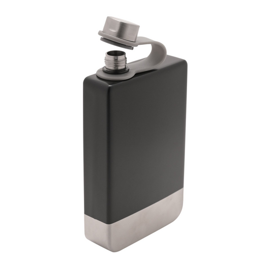 Harvey Makin Rectangular Hip Flask - 8oz Black