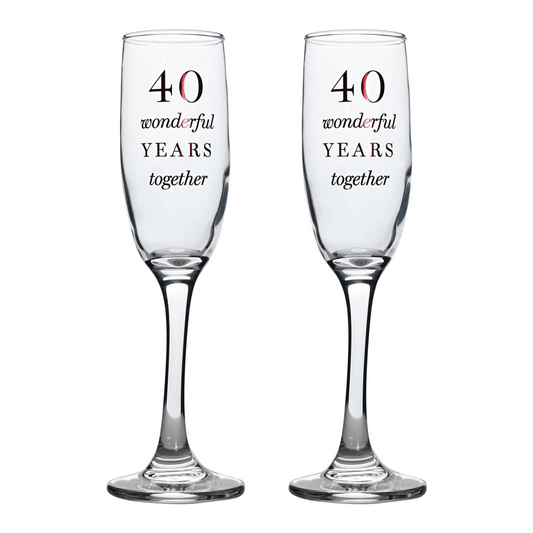 Amore Champagne Flutes Set of 2 - 40th Anniversary