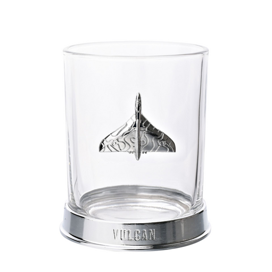 RAF Glass & Metal Whiskey Tumbler - Vulcan