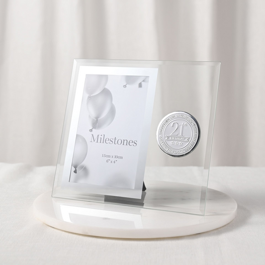 Milestones Glass Frame with Metal Badge 4" x 6" - 21