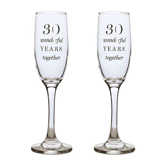 Amore Champagne Flutes Set of 2 - 30th Anniversary