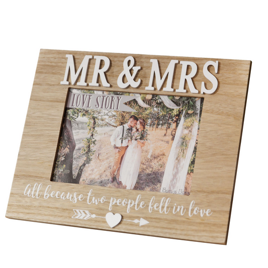 Love Story Photo Frame Mr & Mrs 7" x 5"