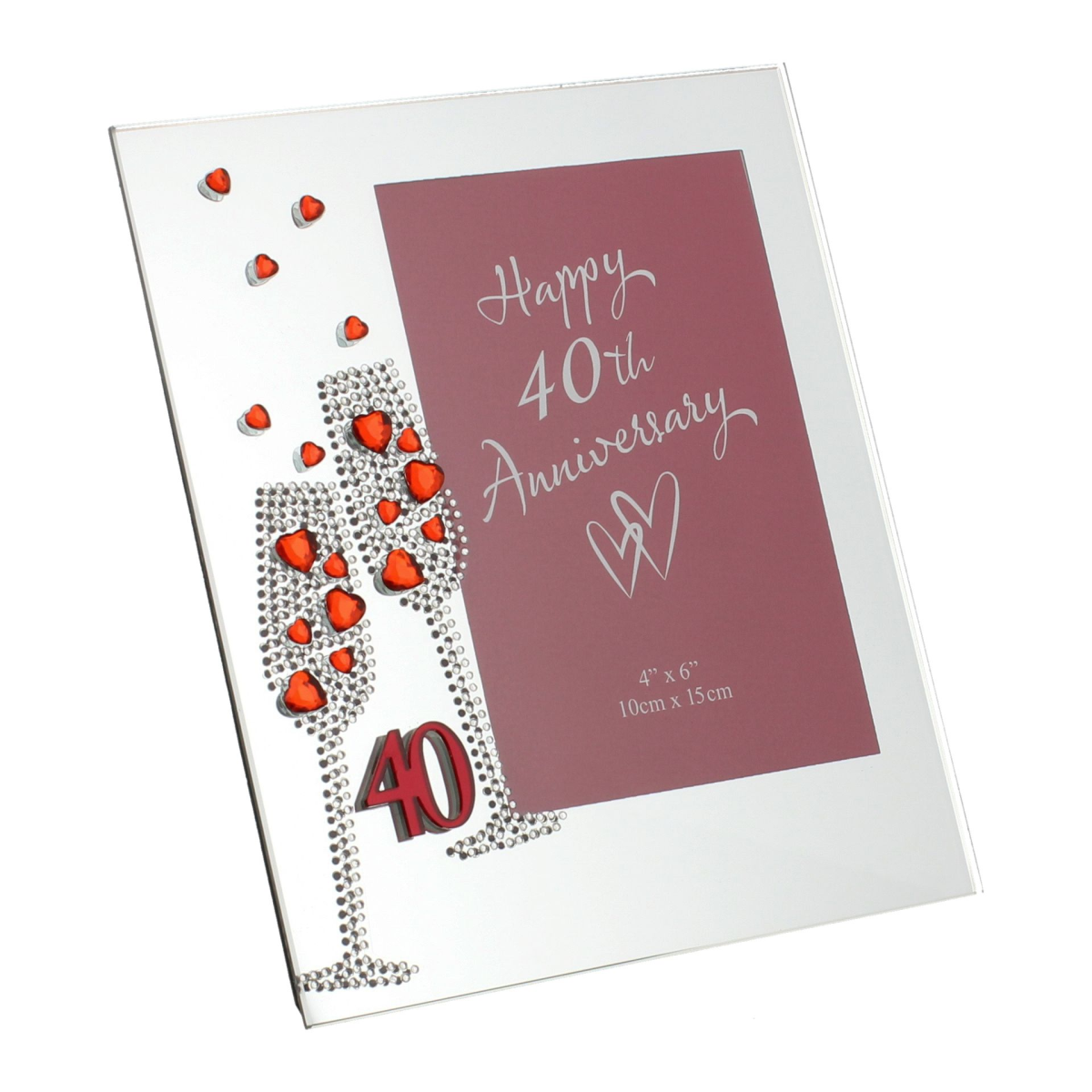 Anniversary Mirror Frame 4" x 6" Flute/Crystal 40th *(36/24)