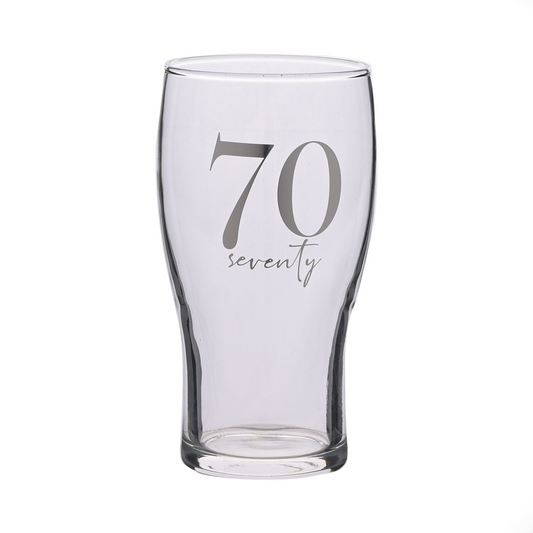 Milestones Beer Glass 70th Birthday