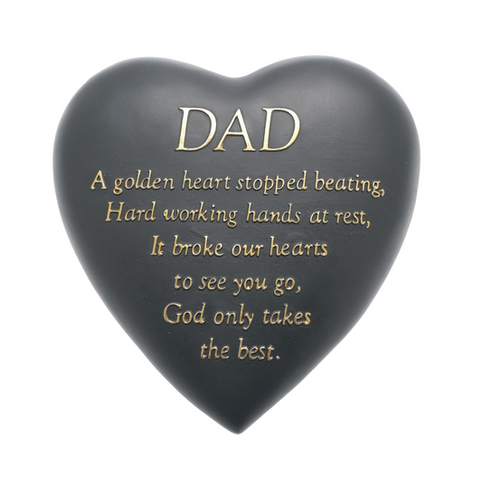 Thoughts Of You Graveside Dark Grey Heart Plaque - Dad