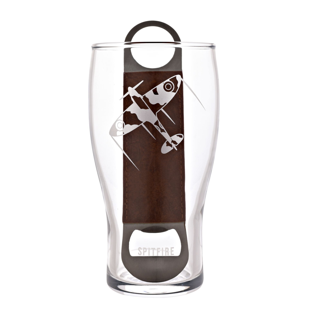 RAF Etched Pint Glass & Bottle Opener Set - Spitfire
