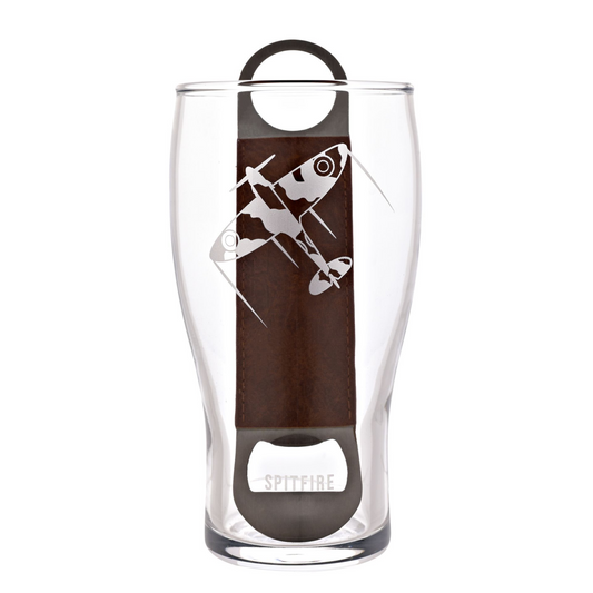 RAF Etched Pint Glass & Bottle Opener Set - Spitfire