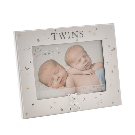 Bambino Resin Twins Photo Frame 6" x 4"