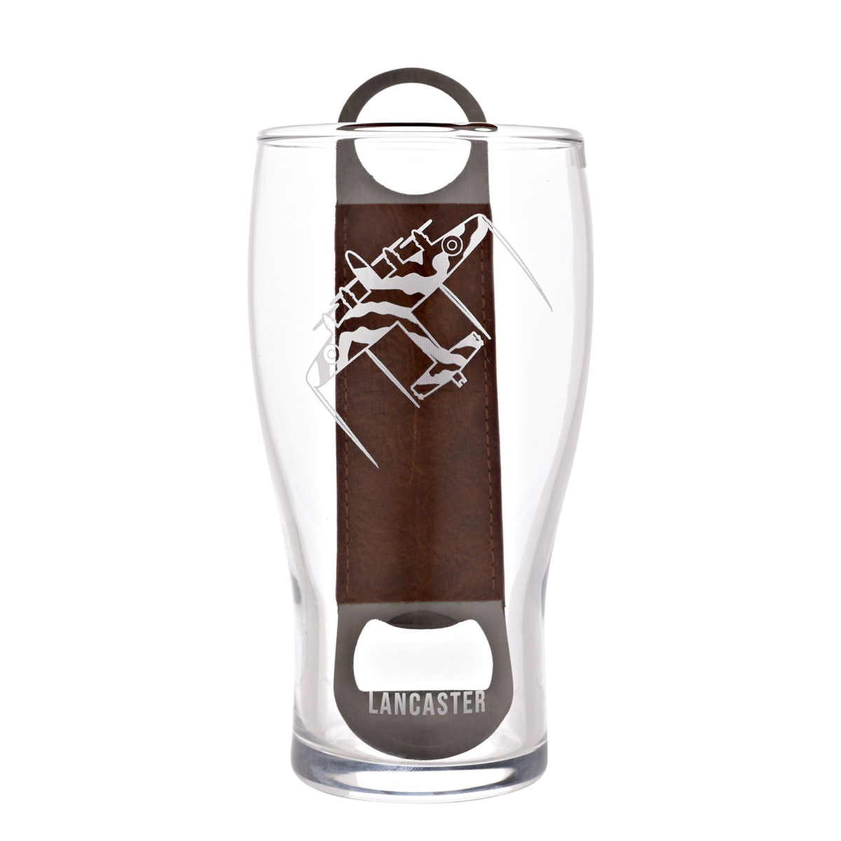 RAF Etched Pint Glass & Bottle Opener Set - Lancaster