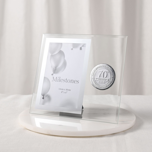 Milestones Glass Frame with Metal Badge 4" x 6" - 70
