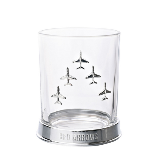 RAF Glass & Metal Whiskey Tumbler - Red Arrows