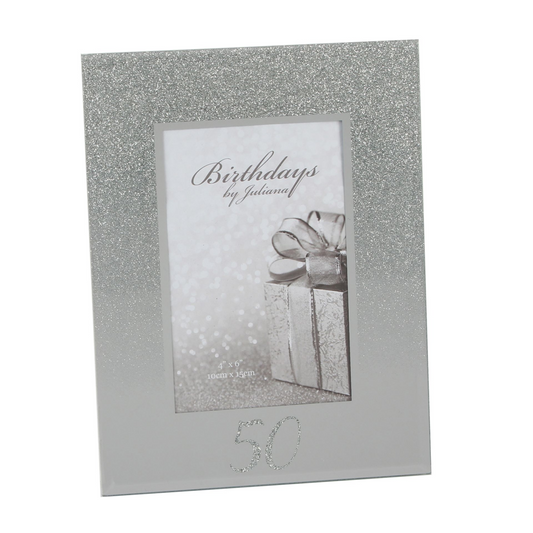 Milestones Glitter Mirror Frame 4" x 6" - 50th