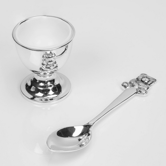 Teddy Egg Cup, Spoon Set (New Teddy)