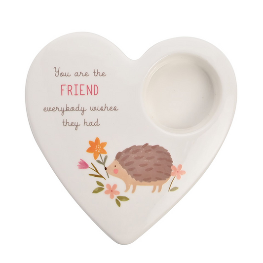 Love Life Ceramic Tea Light Candle Holder - Friend