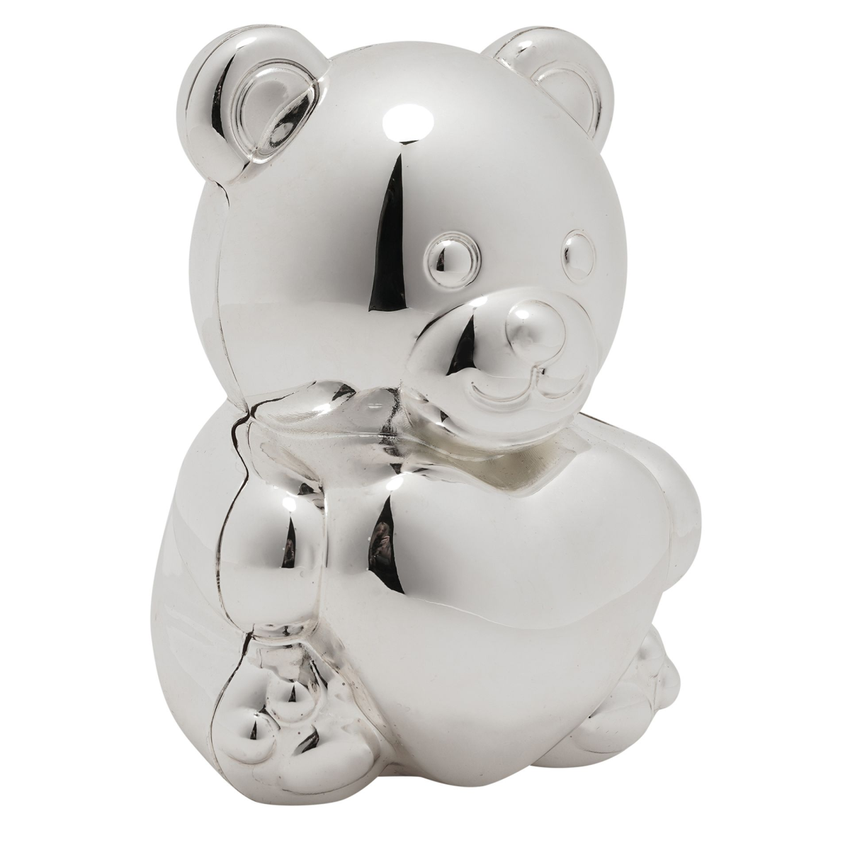 Bambino Silver Plated Money Box - Bear & Heart