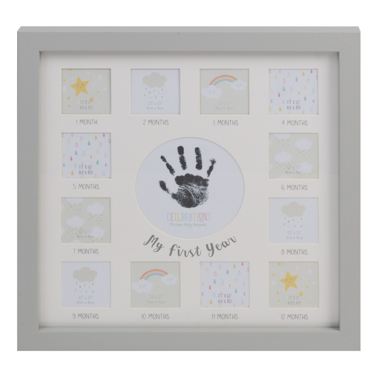 Celebrations Multi Aperture Frame Grey w/ Ink Pad