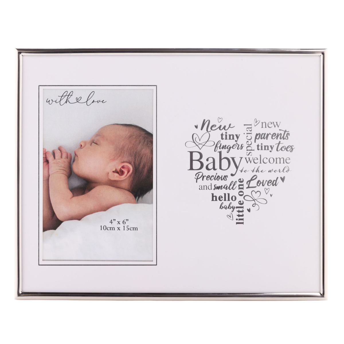With Love Silver Heart Frame 4" x 6" - Baby