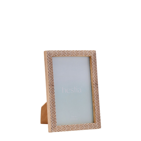 Hestia Chevron Stamped Carved Wood Photo Frame 4" x 6"