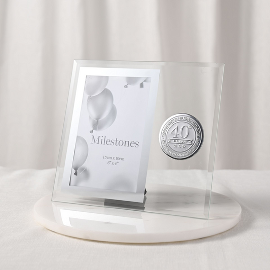 Milestones Glass Frame with Metal Badge 4" x 6" - 40