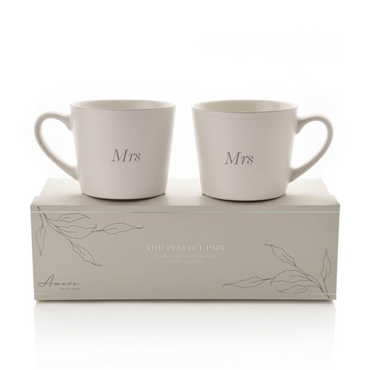 Amore Set of 2 White Mugs - Mrs & Mrs