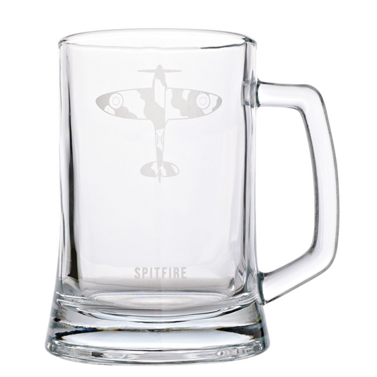 RAF Etched Glass Tankard - Spitfire