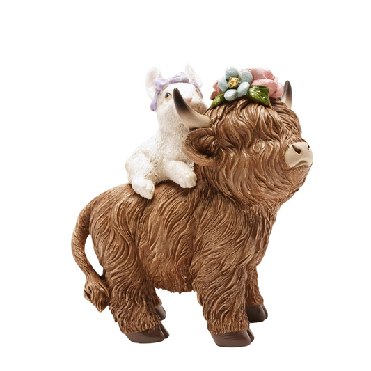 Country Living Spring Bunny Riding Highland Cow