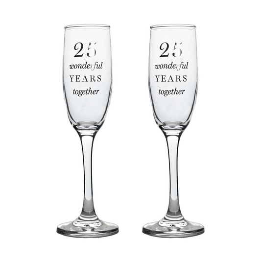 Amore Champagne Flutes Set of 2 - 25th Anniversary
