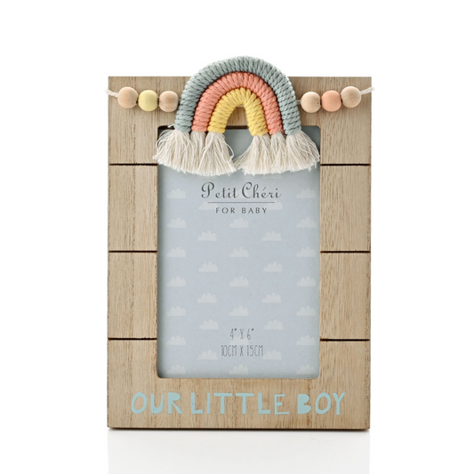Photo Frame with Macrame Rainbow "Little Boy" 4" x 6"