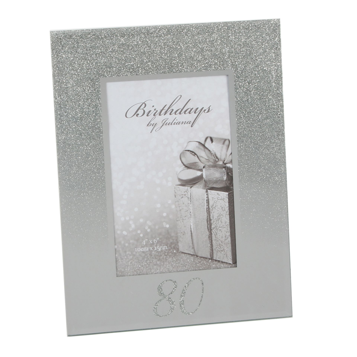 Milestones Glitter Mirror Frame 4" x 6" - 80th