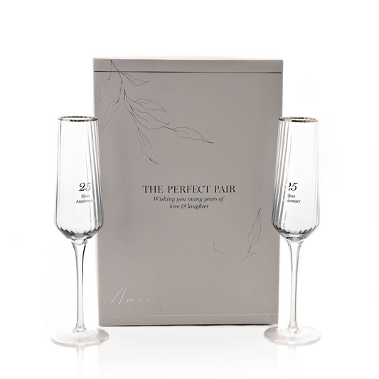 Amore Set of 2 Flute Glasses - 25th Anniversary