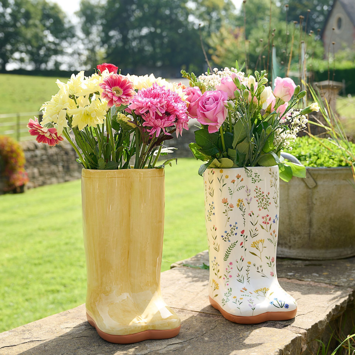 The Cottage Garden Ceramic Vase Large - Yellow Wellies