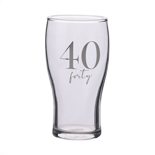Milestones Beer Glass 40th Birthday