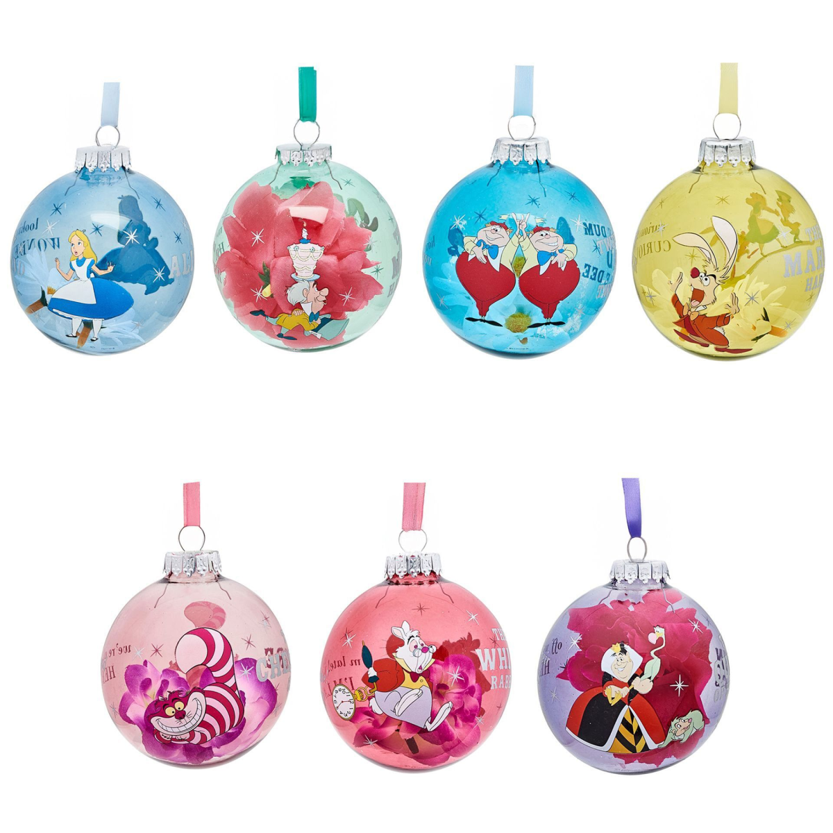 Disney Set of 7 Baubles - Alice In Wonderland