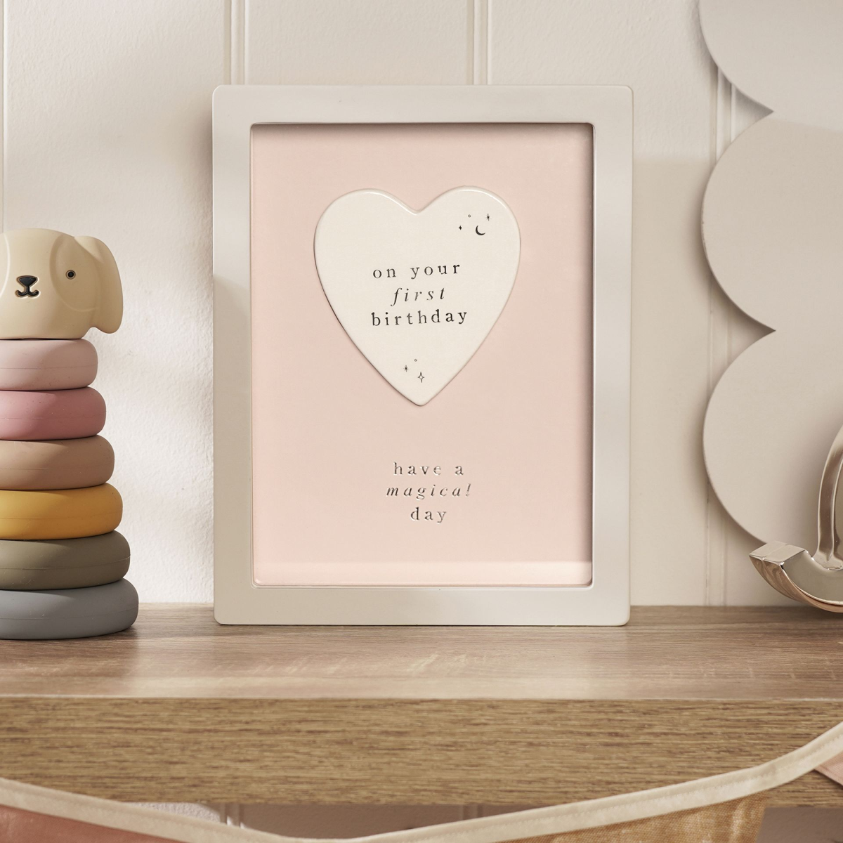 Bambino Framed Plaque 18cm - 1st Birthday Pink