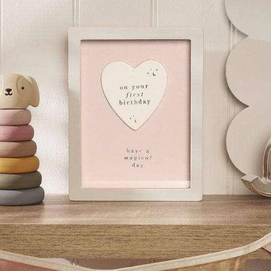 Bambino Framed Plaque 18cm - 1st Birthday Pink