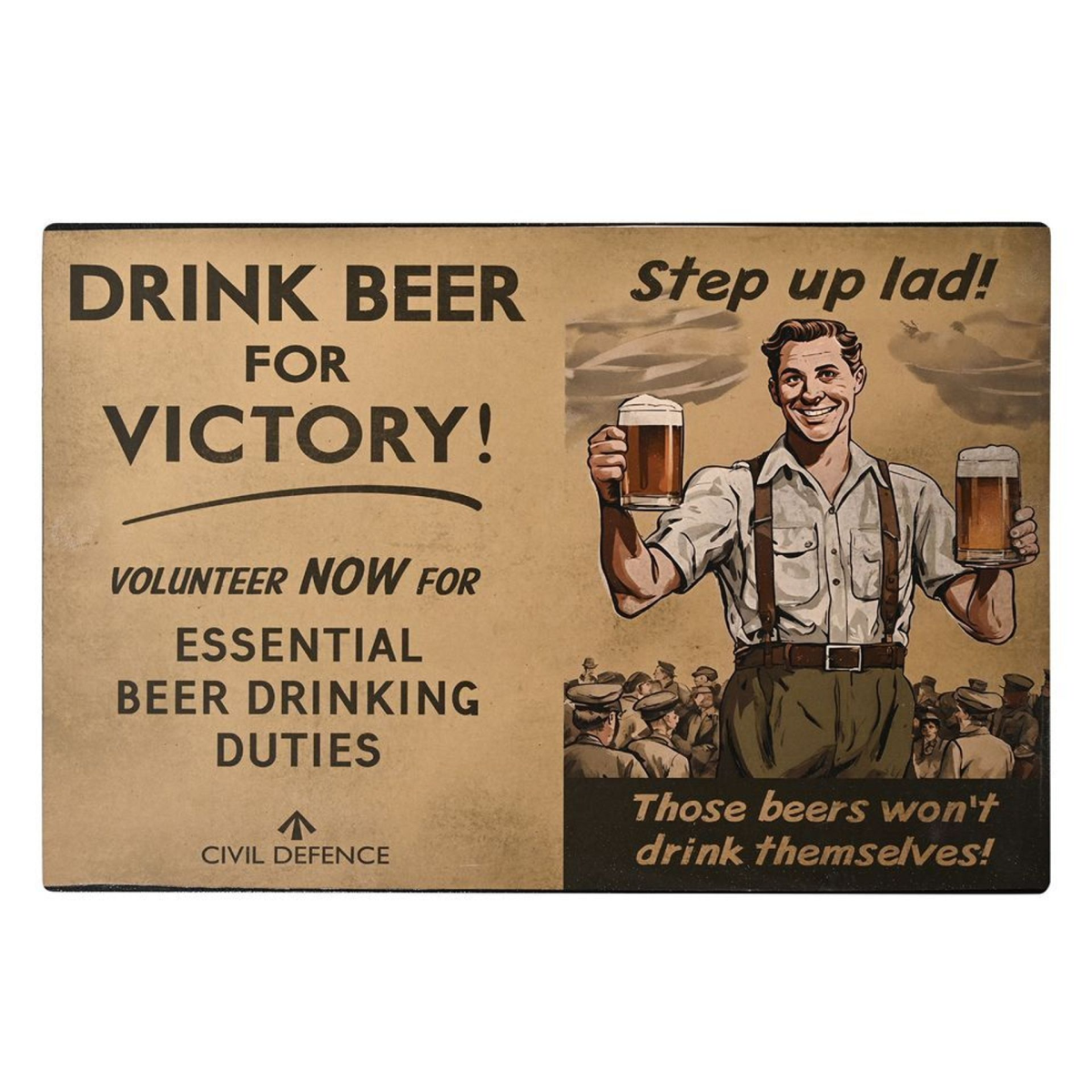 Civil Defence Drink Beer Wall Plaque