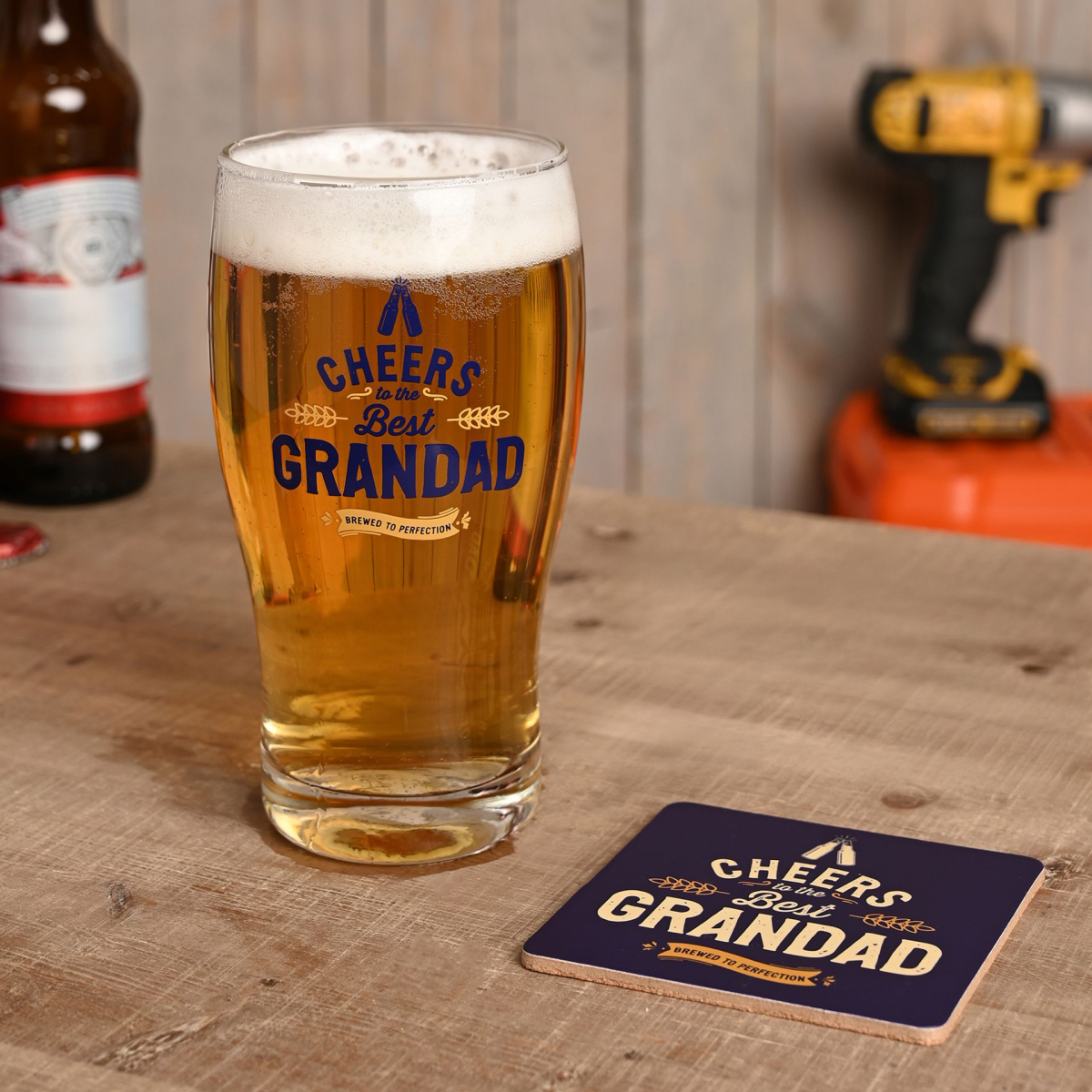 Well Crafted Pint Glass and Coaster Set - Grandad