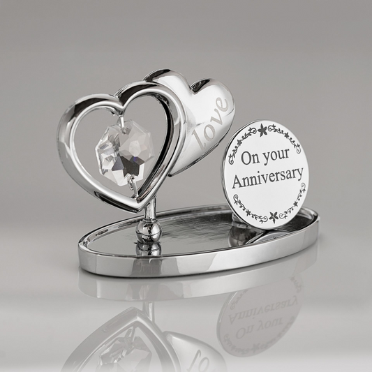 Crystocraft Chrome Plated Love Heart Plaque On Your  Anniversary