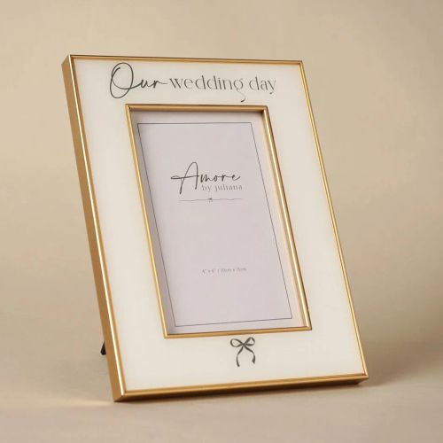 Amore Bow Frame 'Our Wedding Day' 4" x 6"