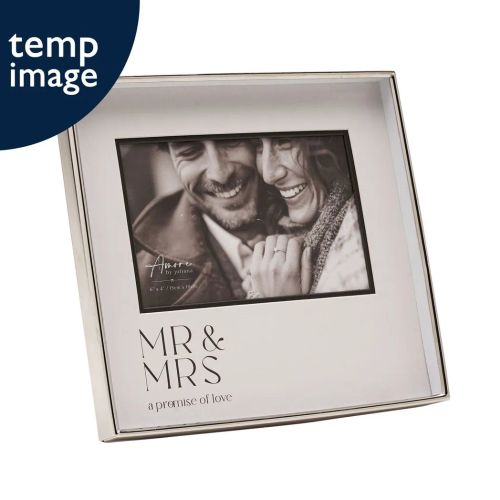 Amore Silver & Black Print Photo Frame 'Mr & Mrs' 6" x 4"