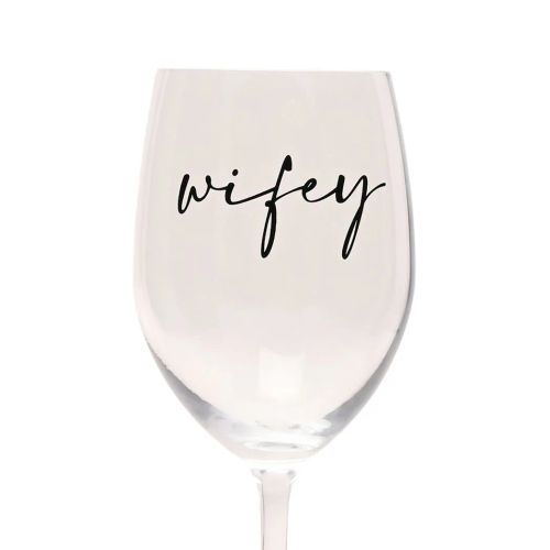 Amore Wine Glass Black Words - Wifey