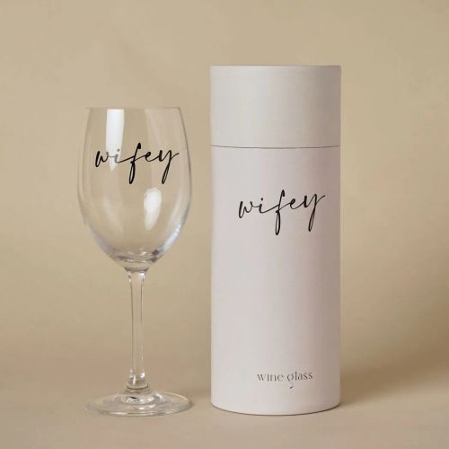 Amore Wine Glass Black Words - Wifey