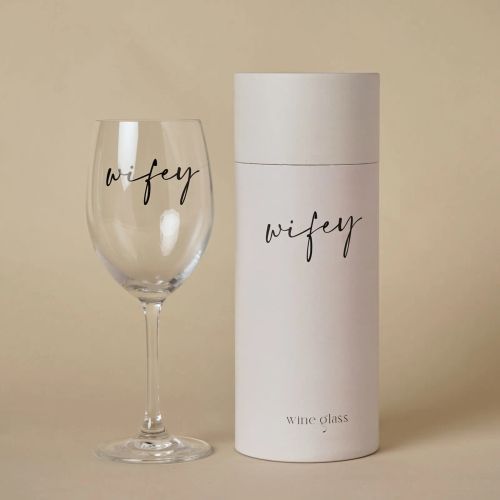 Amore Wine Glass Black Words - Wifey