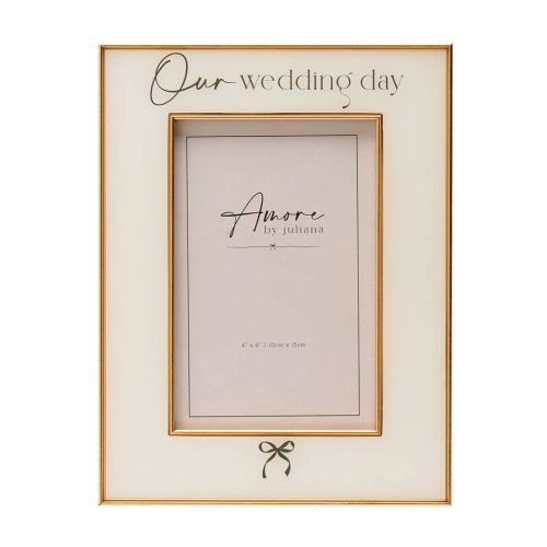 Amore Bow Frame 'Our Wedding Day' 4" x 6"