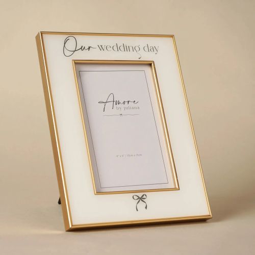 Amore Bow Frame 'Our Wedding Day' 4" x 6"